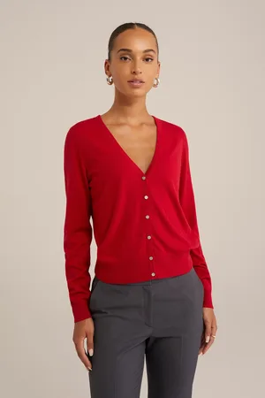 WE Fashion Knitted Cardigan Fire Red