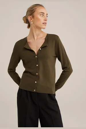 WE Fashion Knitted Cardigan Army Green