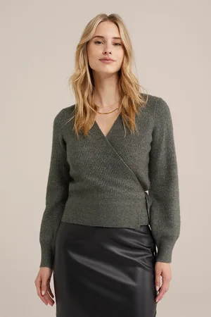 WE Fashion Wrap Cardigan Greyish Green