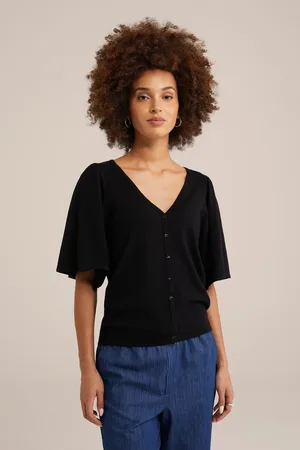 WE Fashion Knitted Cardigan Black