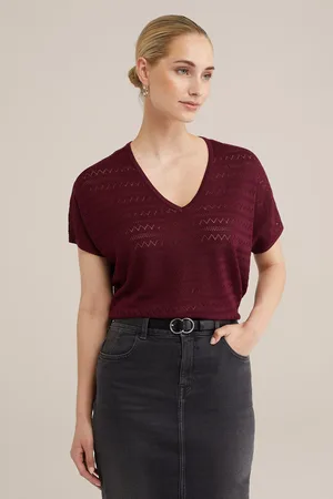 WE Fashion Knitted Pullover Burgundy Red