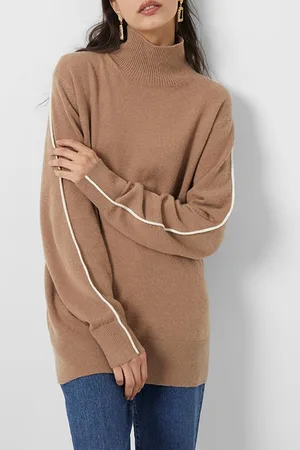 French Connection Libby Vhari Hg Nk Jumper Camel- Oatmeal Mel