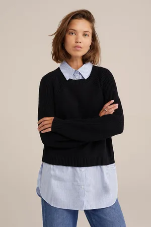 WE Fashion Knitted Pullover Black