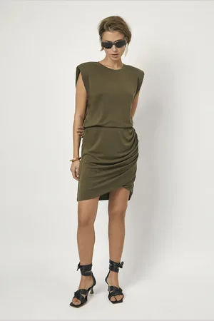 Dante 6 Talie Drapey Pleated Skirt Utility Green
