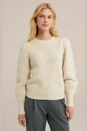 WE Fashion Knitted Pullover White