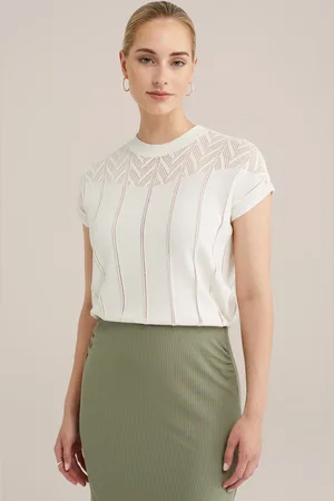 WE Fashion Knitted Pullover White