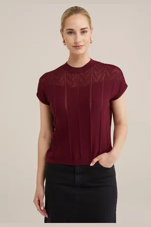 WE Fashion Knitted Pullover Burgundy Red