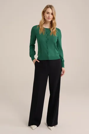 WE Fashion Knitted Cardigan Green