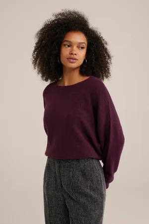WE Fashion Knitted Pullover Dark Purple