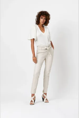 Dante 6 Carrey Stretch Leather Pants Chalk