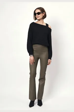 Dante 6 Tyson Flare Leather Pants Green Clay