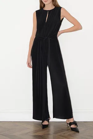French Connection Plisse Pleat S/lss Jumpsuit Black
