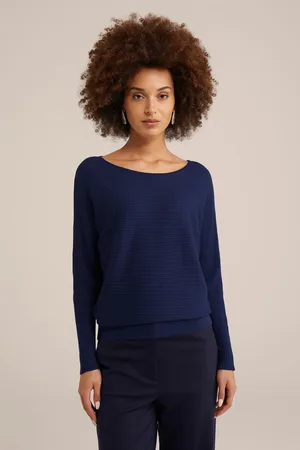 WE Fashion Knitted Pullover Navy Blue