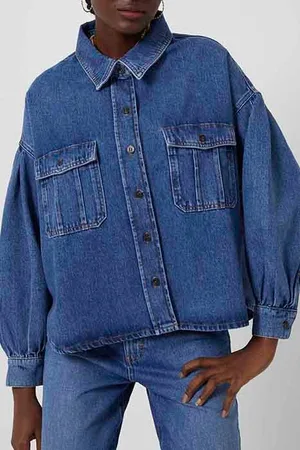 French Connection Penelope Denim Puff Slv Shirt Mid Vintage