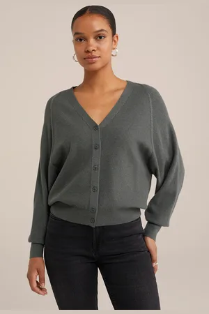 WE Fashion Knitted Cardigan Greyish Green