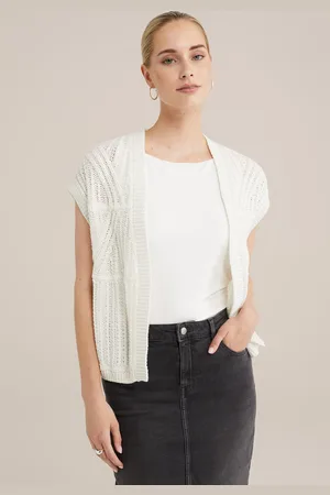 WE Fashion Knitted Cardigan White