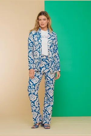 Geisha Pantalon Printed Blue/off-white