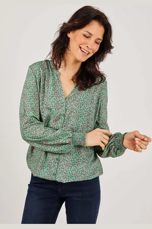 DIDI Blouse Party Green Spruce With Spirit Print