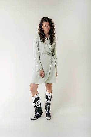 Colourful rebel Dorin Uni Wrap Dress Ls Soft Green