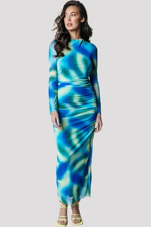 Colourful rebel Amaya Blurred Waterfall Mesh Maxi Dress Multicolor