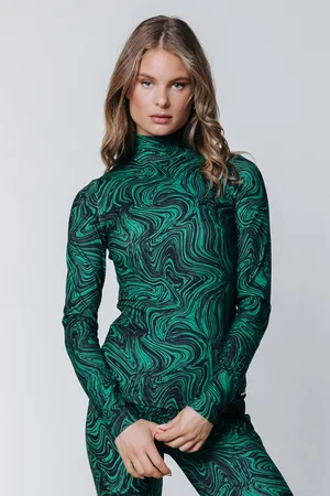 Colourful rebel Neyo Liquid Paint Peached Turtleneck Top Green
