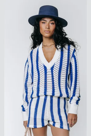 Colourful rebel Nolita Crochet Stripe Short Deep Blue