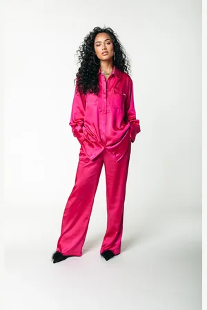 Colourful rebel Jiby Satin Straight Pants Fuchsia