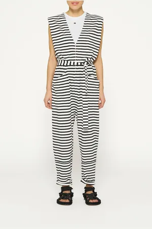 10 days Proud Jumpsuit Stripes Ecru/black