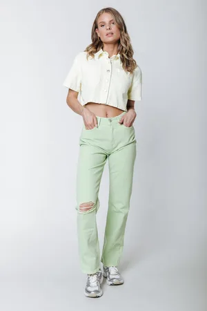 Colourful rebel Jones Mid Rise Straight Leg Pants Bright Green