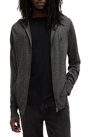 AllSaints Mode Merino Zip Hood Carter Grey