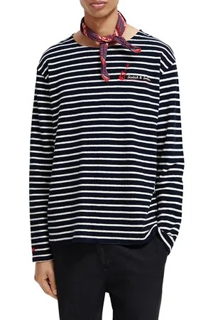 Scotch&Soda Structured Stripe Bandana Long Sleeve Tee Night