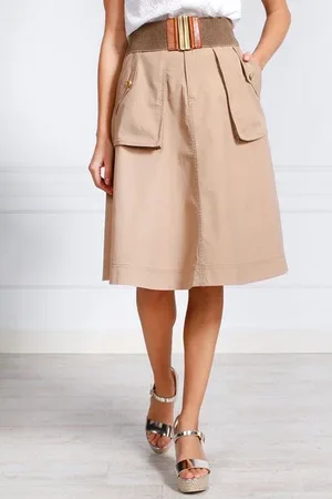 River Woods Wide Skirt Big Pckt Brown