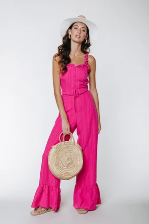 Colourful rebel Poppy Structure Ruffle Pants Bright Pink