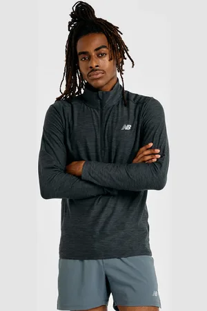 New Balance Mt41915bkh Space Dye 1/4 Zip Bkheathr
