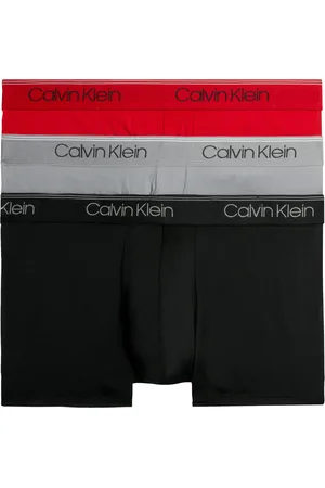 Calvin Klein 3 Pack Low Rise Trunks - Micro Stretch Black, Convoy, Red Ga