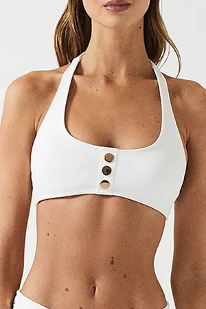 Reiss Iris-halterneck Bikini Top White