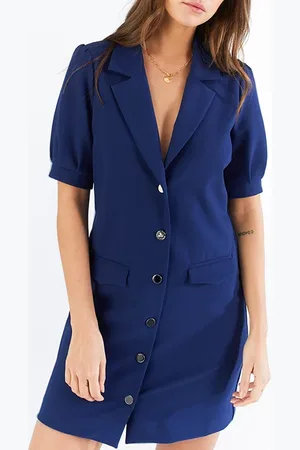 ICODE Indigo Buttoned Suit Dress