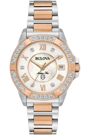 BULOVA Kwartshorloge Marine Star Horloge, dameshorloge, datum, diamanten, saffierglas, roestvrijstalen band