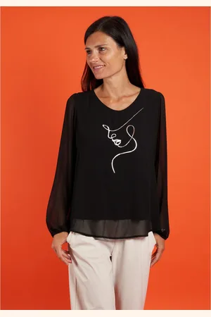Seidel Moden Blouse met lange mouwen met glitterprint, made in germany