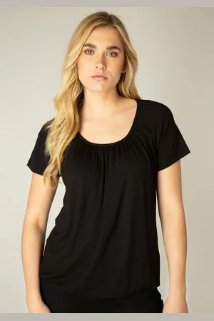 Base Level T-shirt Yona met plooien bij de hals en een elastische tailleband