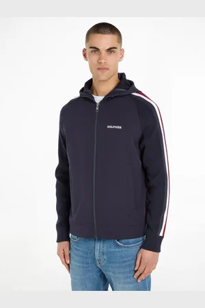 Tommy Hilfiger Capuchontrui MIXED MEDIA HOODED SWEATER met th-strepen op de mouwen