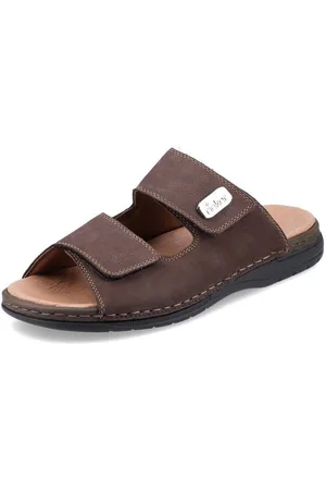 Rieker Slippers zomerschoen, slippers, klittenbandschoen, met logo-plakette