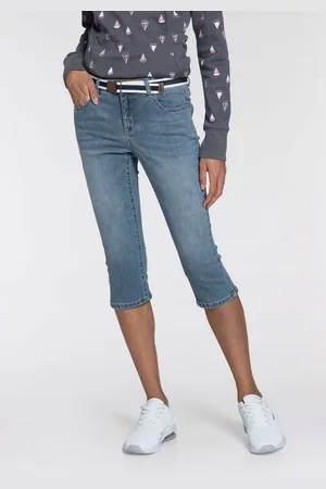 KangaROOS Capri jeans Capri-jeans met riem Skinny fit, met split, normale taille (set, Met een afneembare riem)