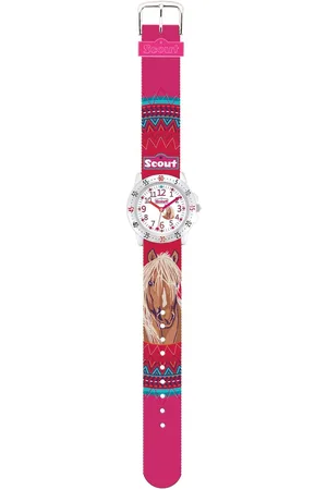 Scout Kwartshorloge Achtion Girls, 280378071, paardenhorloge Horloge, kinderhorloge, leerhorloge, cadeau-idee, schoolbegin, meisjes, paard
