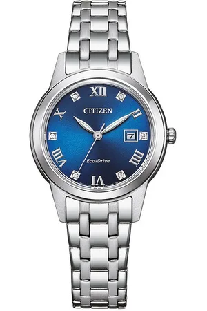 Citizen Solarhorloge FE1240-81L Horloge, dameshorloge, datum, kristalstenen, roestvrijstalen band