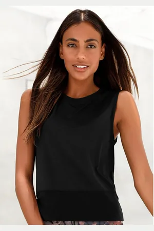 Lascana Shirt met korte mouwen Tropical met brede ribinzet