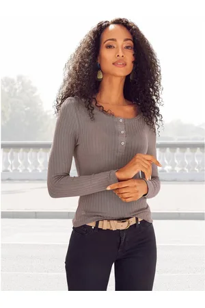 vivance collection Shirt met lange mouwen Met korte knoopsluiting van zachte ribkwaliteit met viscose