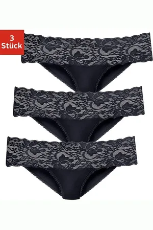 vivance collection Brazilian slip van elastische katoen met florale kant (3 stuks)
