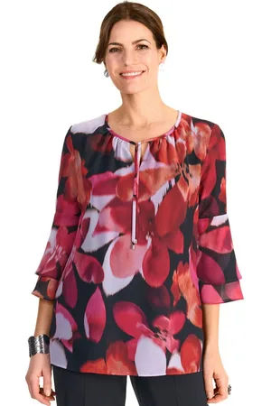 Hermann Lange Gedessineerde blouse met een bloemmotief