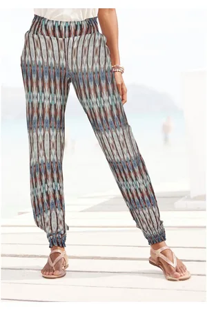 vivance collection Jerseybroek met etnische print en zakken, losse instapbroek, zomerbroek